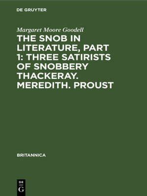 cover image of The Snob in Literature, Part 1